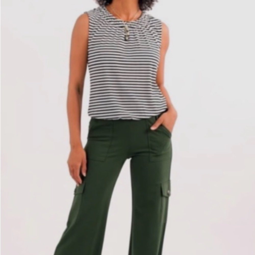 CAbi Striped Black and White Top